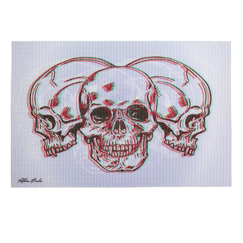 PUCKER ROLLIN BUDZ 8x11 Trippy Skeleton Smoking Dab Mat